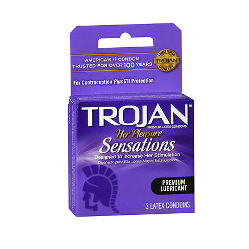 Trojan Products Her Pleasure Sensations Lubricated Premium Latex Condoms -  3 Each | Herbsdaily