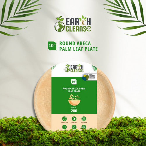 areca palm leaf plate Earth Cleanse 10" Round Areca Palm Leaf Plate, 200 Pack