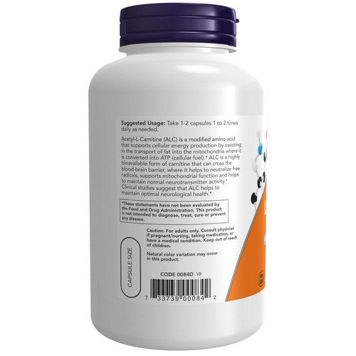 Now Foods Acetyl-L Carnitine - 200 Capsules