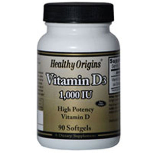 Healthy Origins, Vitamin D3, 1000 IU, 90 Soft Gels