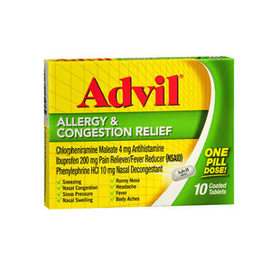 Advil, Advil Allergy Congestion Relief Coated Tablets, 10 Tabs