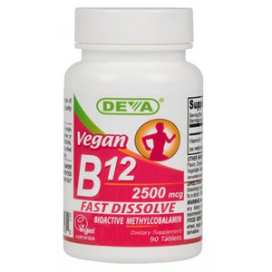 Deva Vegan Vitamins, Vegan Sublingual B-12, 2500 mcg, 90 Tabs