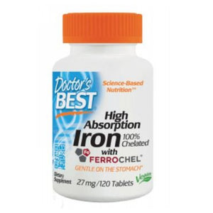 Doctors Best, High Absorption Iron with Ferrochel, 120 Tabs