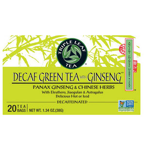 Triple Leaf Tea, Decaf Green Tea With Ginseng, 20 Bags