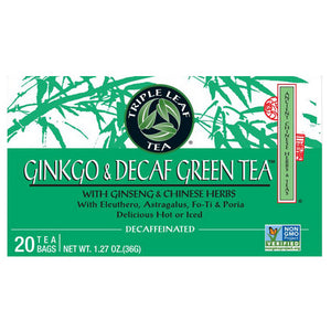 Triple Leaf Tea, Ginkgo & Decaf Green Tea, 20 Bags