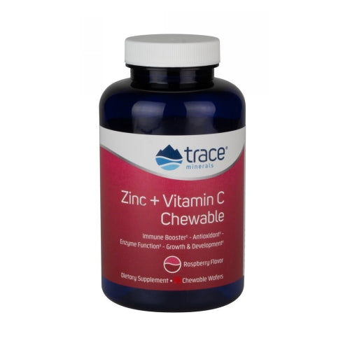 Trace Minerals, Zinc + Vitamin C Raspberry, 120 Count