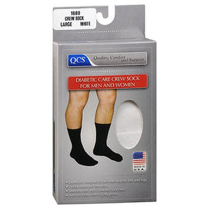 Sport Aid, Qcs Diabetic Care Crew Socks For Men And Women Large White, 1 Each