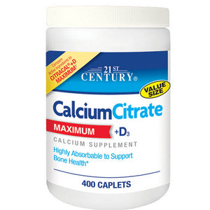 21st Century, 21st Century Calcium Citrate + D Caplets, 400 Tabs