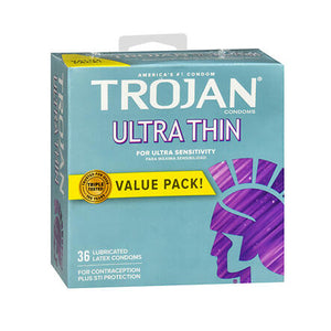 Trojan Ultra Sensitive Lubricated Latex Condoms Value Pack 36 Each by Trojan