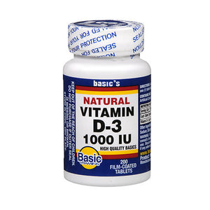 Basic Vitamins, Basic Vitamins Vitamin D-3, 1000 IU, 200 Tabs