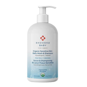 Shoosha, Sensitive Skin Organic Baby Wash & Shampoo, Unscented 8.5 Oz