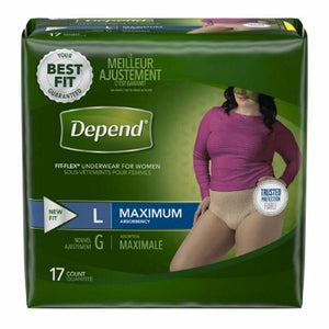 Kimberly Clark, Female Adult Absorbent Underwear Depend  FIT-FLEX  Pull On with Tear Away Seams Large Disposable Hea, Count of 60