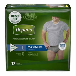 Kimberly Clark, Male Adult Absorbent Underwear Depend  FIT-FLEX  Pull On with Tear Away Seams Large Disposable Heavy, Count of 17