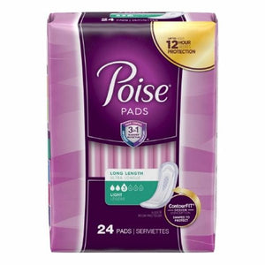 Kimberly Clark, Bladder Control Pad Poise  Long Length Light Absorbency Absorb-Loc  Core One Size Fits Most Adult Fe, Count of 96