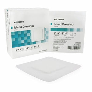 McKesson, Adhesive Dressing McKesson 4 X 4 Inch Polypropylene / Rayon Square White Sterile, Count of 25