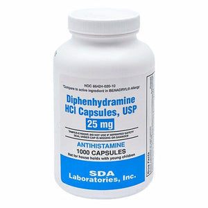 SDA Labs, Diphenhydramine HCL, 25mg, 1000 Caps
