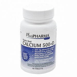 Plus Pharma, Oyster Shell Calcium with Vitamin D, 500mg, 60 Tabs