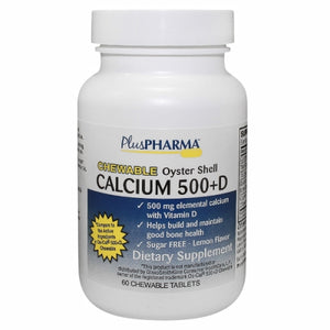 Plus Pharma, Oyster Shell Calcium 500+D, 60 Tabs