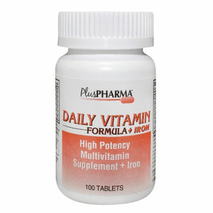 Plus Pharma, Daily Vitamin Formula + Iron, 100 Tabs