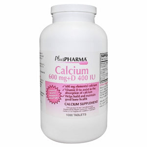 Plus Pharma, Calcium + D, 600mg, 400IU 1000 Tabs