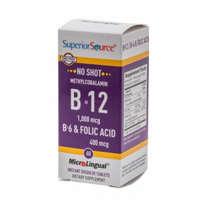 Superior Source, No Shot Methylcobalamin B-12 with B-6 & Folic Acid, 400 mcg, 60 Tabs