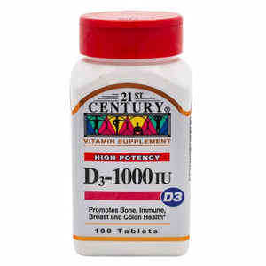 21st Century, Vitamin D3, 1000IU, 100 Tabs