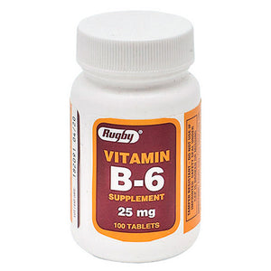 Rugby, Vitamin Supplement Rugby  Vitamin B6 25 mg Strength Tablet 100 per Bottle, 25mg, 100