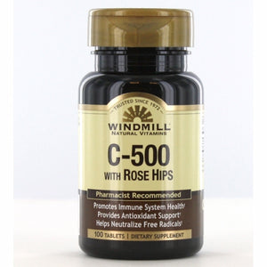Windmill Health, Vitamin C Rose Hips, 500mg, 100 Tabs