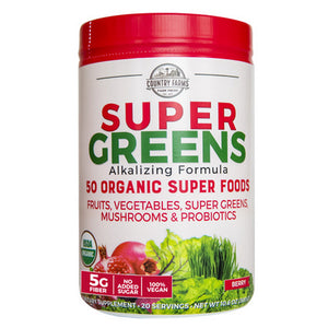 Country Farms, Super Green Drink Mix Berry, 10.6 Oz