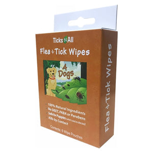 Ticks-N-All, Flea Tick 4 Dog Wipes, 6 Count