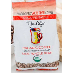 Tylers Coffee, Organic Decaf Whole Bean Coffee, Acid-Free 12 Oz