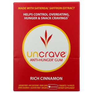 Uncrave, Anti Hunger Gum Rich Cinnamon, 14 Pieces