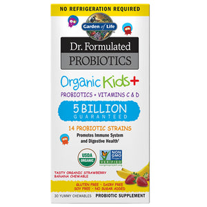 Garden of Life, Dr. Formulated Probiotics Organic Kids+ 5 Billion CFU, Strawberry Banana, 30 Chewable Tabs