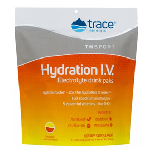 Trace Minerals, Hydration I.V. Electrolyte Drink Paks - Raspberry Lemonade, 16 Packets