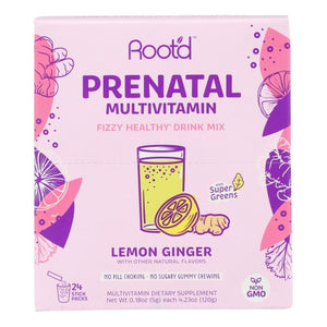 Rootd, Prenatal Fizzy Multivitamin Packets Lemon Ginger, 24 Count