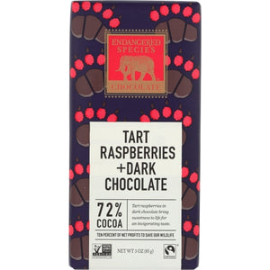 Endangered Species, Dark Chocolate Bar Red Raspberries, 3 Oz(Case Of 12)