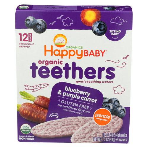 Happy Baby Food, Organic Teethers Blueberry And Purple Carrot, 1.7 Oz(Case Of 6)