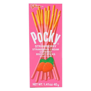 Glico, Pocky Strawberry Cookie Sticks, 1.41 Oz(Case Of 20)