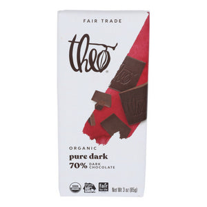 Theo Chocolate, Organic Dark Chocolate Bar Unflavored, 3 Oz(Case Of 12)