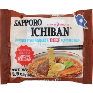 Sapporo, Ichiban Instant Noodle Bag Beef, 3.5 Oz(Case Of 24)