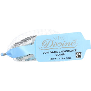 Divina, Dark Chocolate Coins Blue And Silver, 1.75 Oz(Case Of 30)