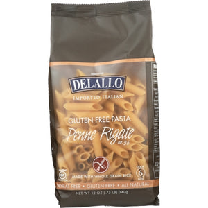 Delallo, Gluten Free Whole Grain Rice Penne Rigate Wheat Free, 12 Oz(Case Of 12)