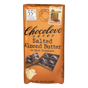 Chocolove, Salted Almond Butter Dark Chocolate, 3.2 Oz(Case Of 10)