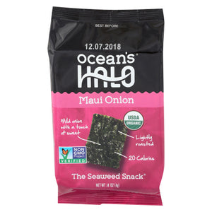 Ocean's Halo, Maui Onion Seaweed Snack, Case of 12 X 0.14 Oz