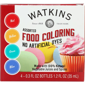 Watkins, Food Coloring Assrtd 4Pk, 1.2 Oz(Case Of 6)