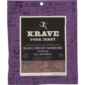 Krave Pure Foods, Jerky Pork Blk Chry Bbq, Case of 8 X 2.7 Oz