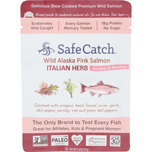 Safecatch, Salmon Italian Herb Pouch, 2.6 Oz(Case Of 12)