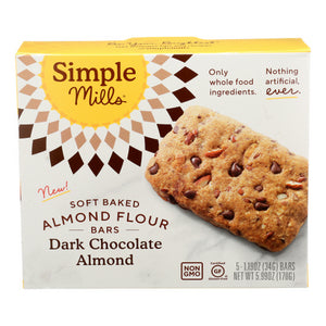 Simple Mills, Bar Soft Baked Dark Chocolate Almond, 5.99 Oz(Case Of 6)
