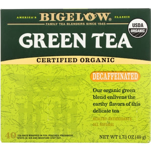 Bigelow, Green Tea Organic Decaffeinated, 1.73 Oz