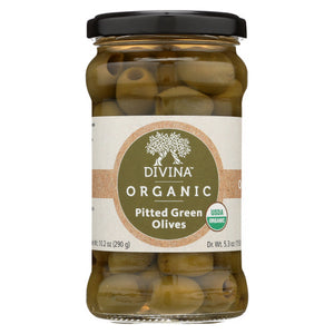 Divina, Organic Pitted Green Olives, Case of 6 X 5.3 Oz